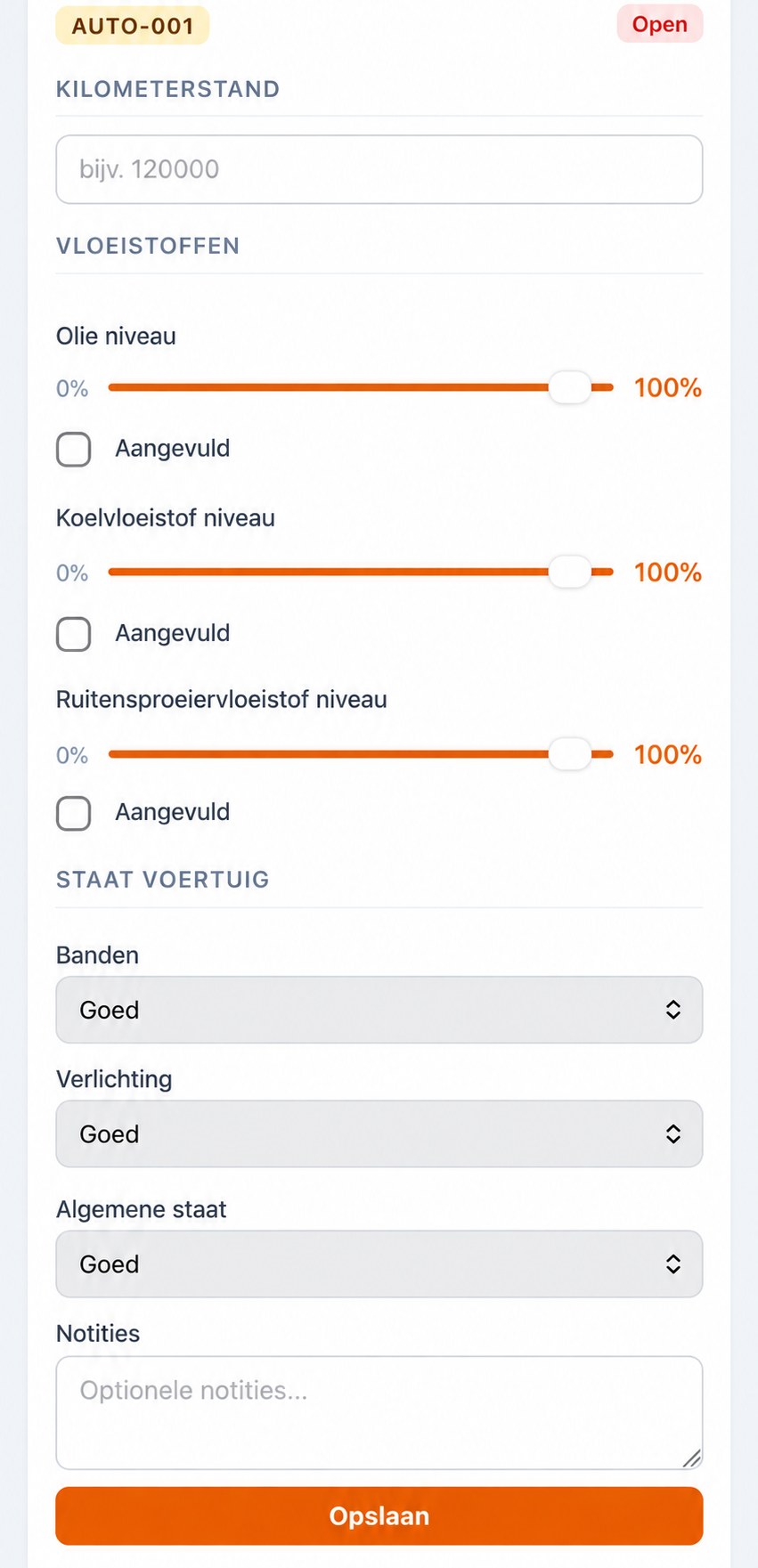 Een inspectie op de telefoon: kilometerstand, vloeistoffen en staat van het voertuig